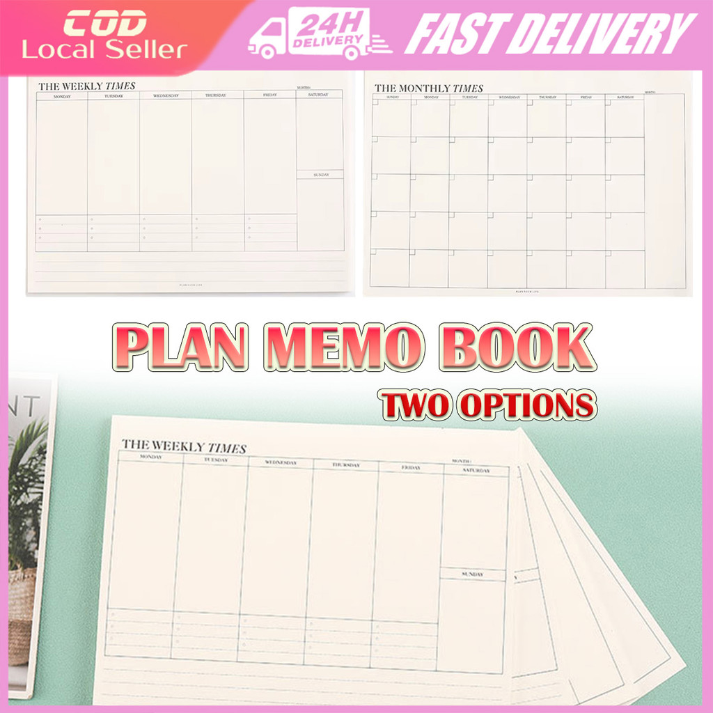 Monthly/ Weekly Planner B5 50 Sheets to do list notebook Tearable Study ...