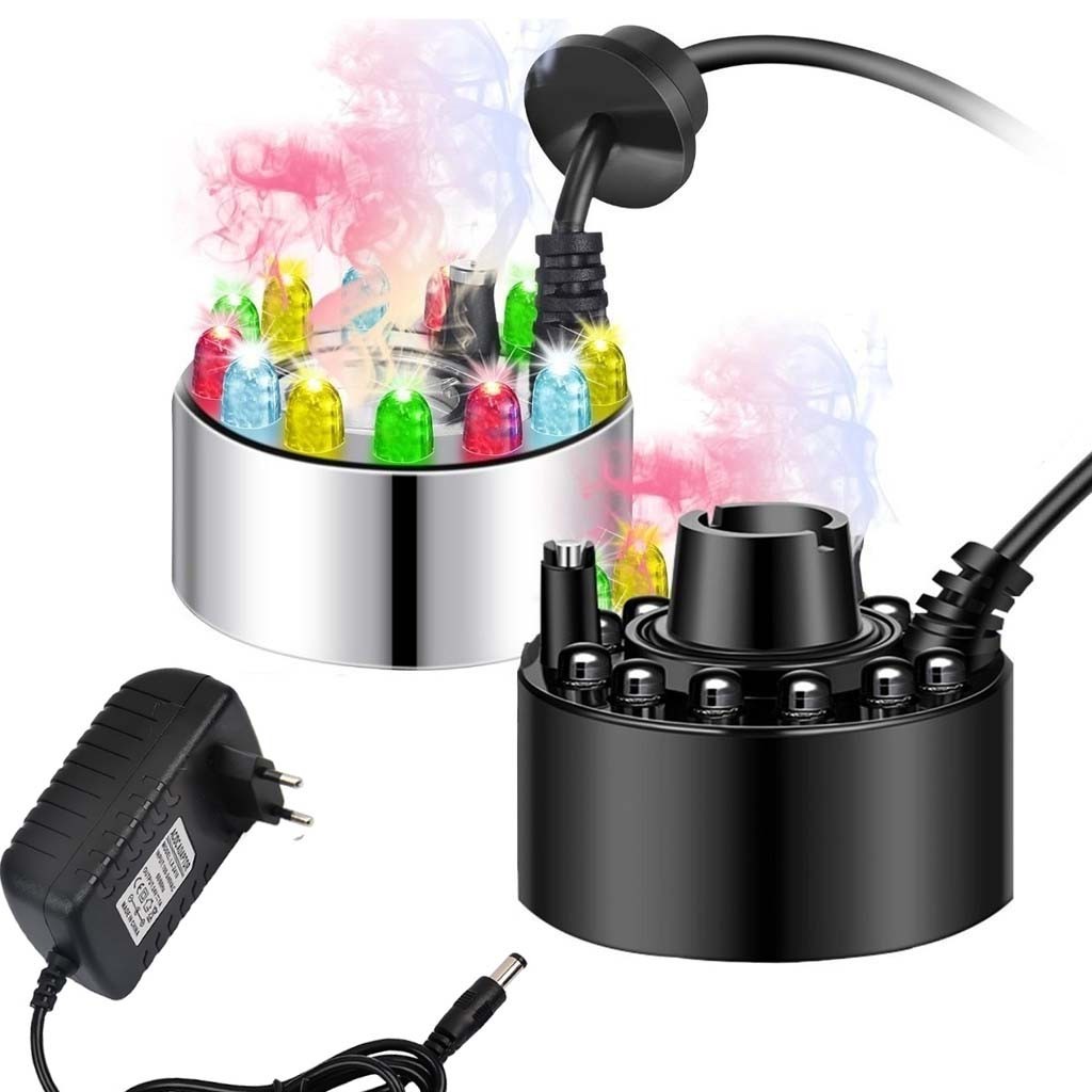 12 LED Ultrasonic Mist Maker Aluminum Fogger Planter Large Mist Machine ...