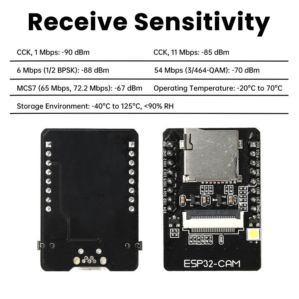 DIYMORE ESP32-CAM-MB WIFI BT Development Board OV3660 Camera Module USB ...