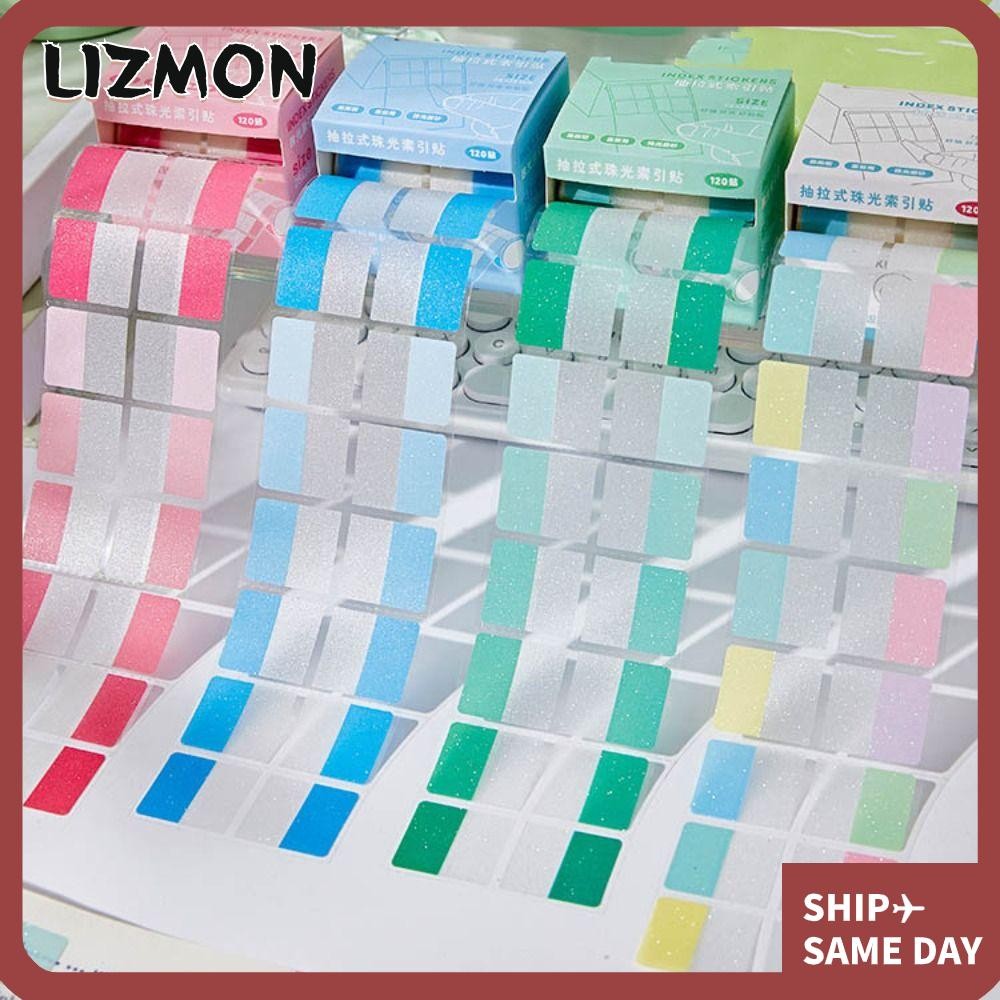 LIZMON Pearlescent Sticky Tabs, Back Full Adhesive Aesthetic Stationery ...