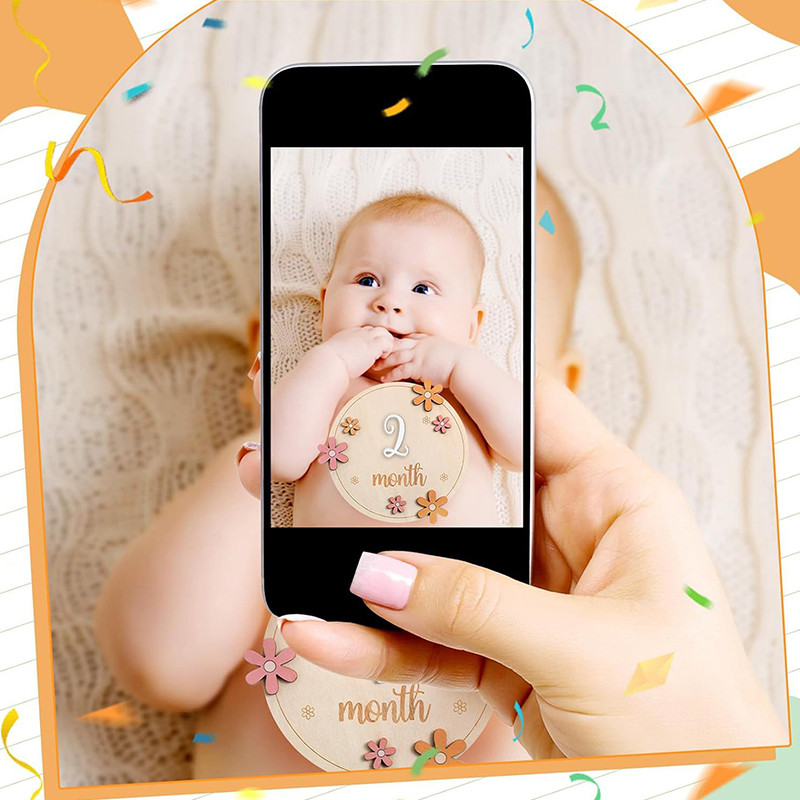 AFMY Baby Monthly Milestone Cards With 11 Interchangeable Number Set Of ...
