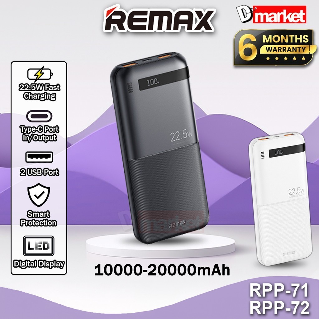 Remax RPP-71 10000mAh Powerbank 22.5W Fast Charging Power Bank Remax ...