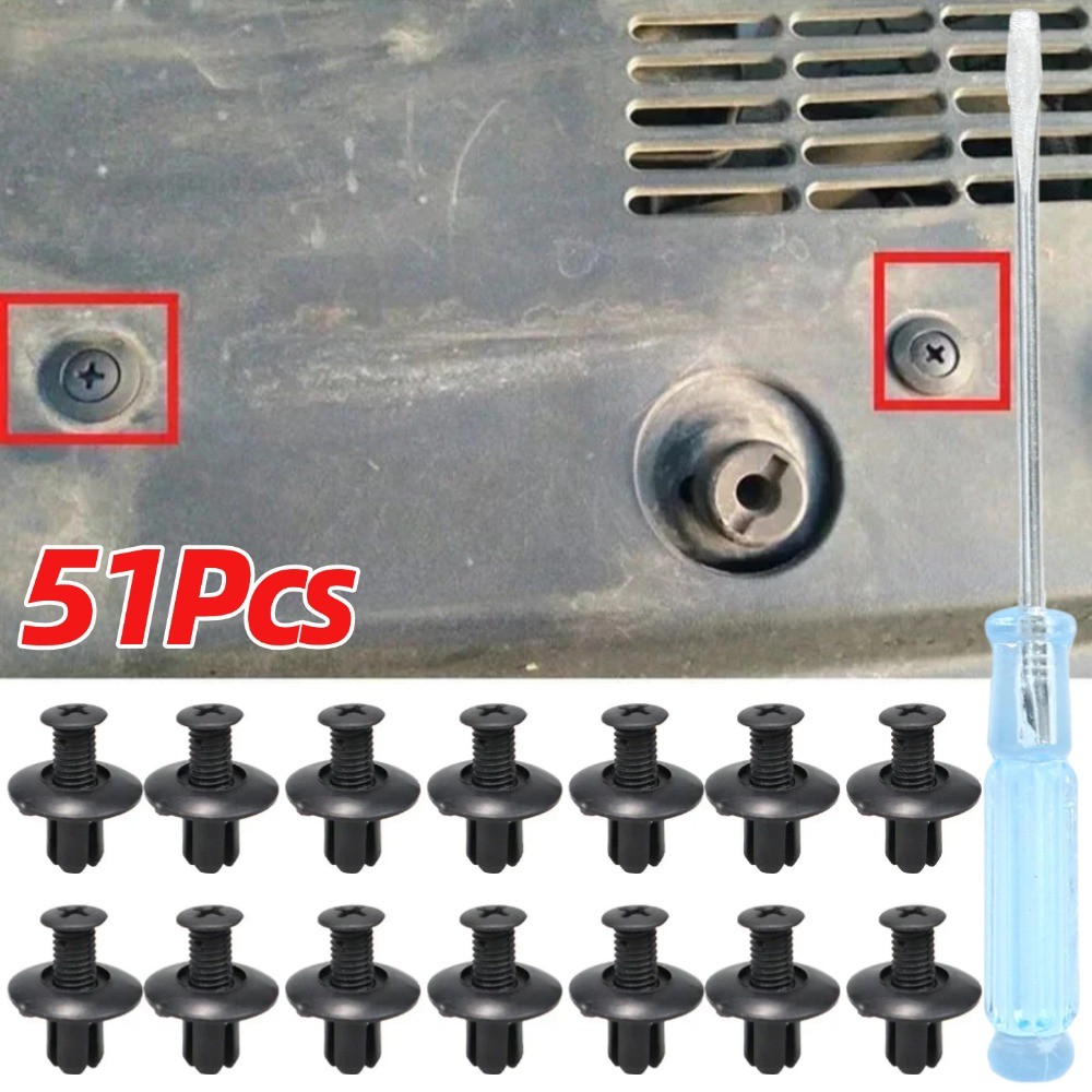 51Pcs/Set Universal Car Bumper Fender Plastic Screws Buckle Self ...