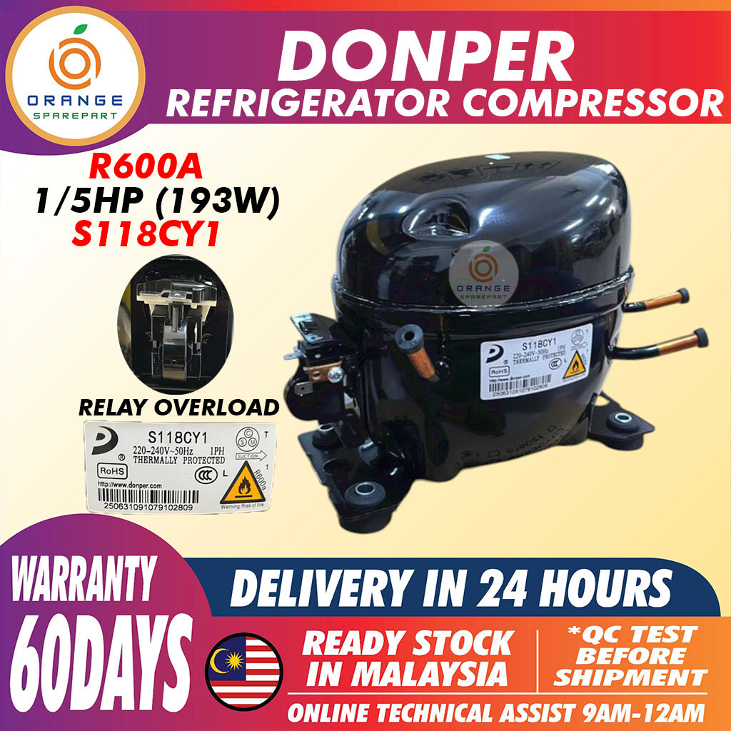 ORIGINAL REFRIGERATOR DONPER COMPRESSOR R600A - 1/5HP (193W)-R CMP ...