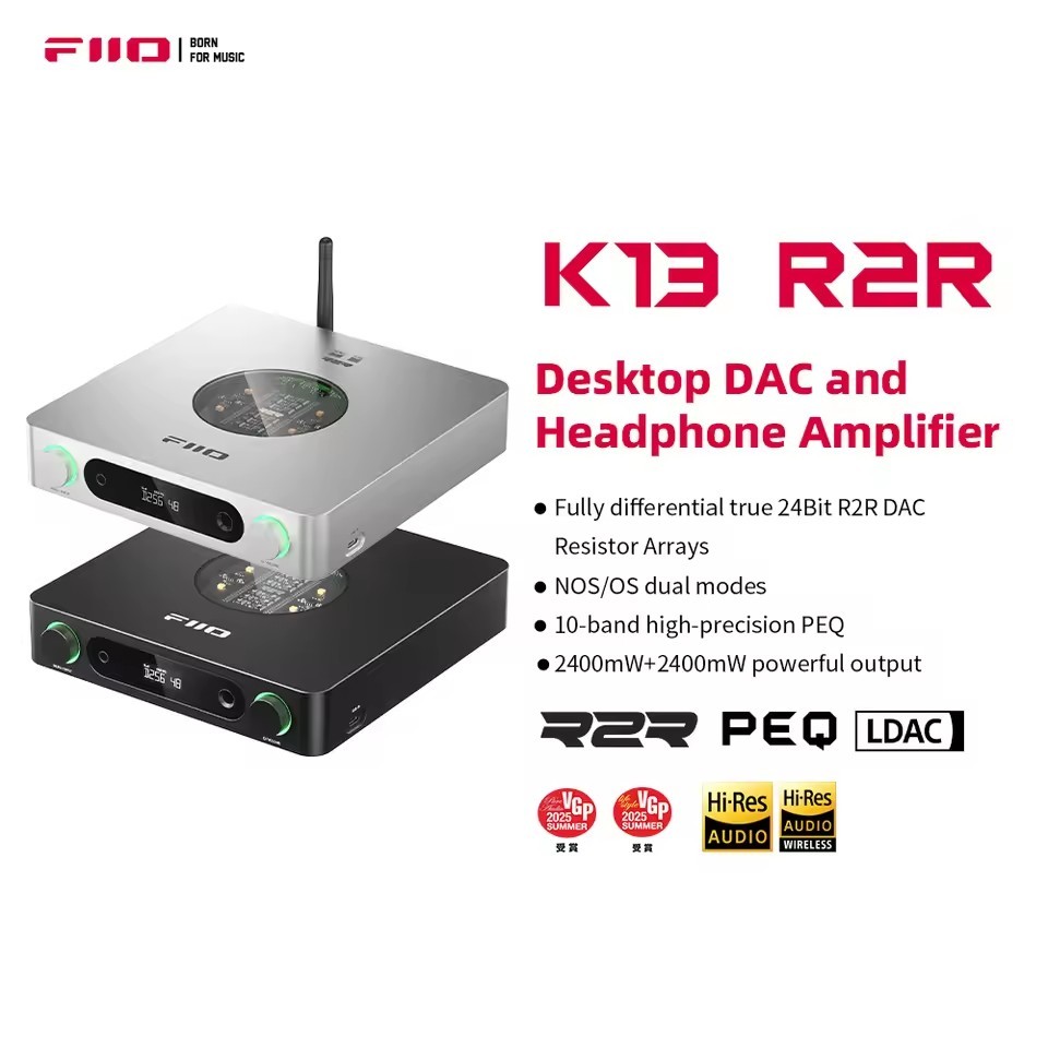 FiiO K13 R2R Desktop DAC Headphone Amp High-Fidelity 24Bit R2R DAC ...