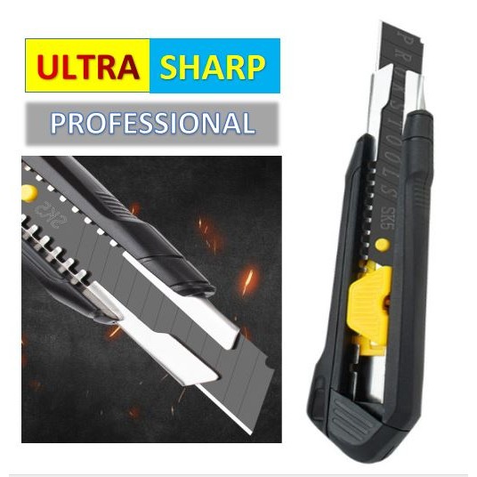 18mm Black Utility Knife Heavy Black Cutter Black Blade Solid Hand ...