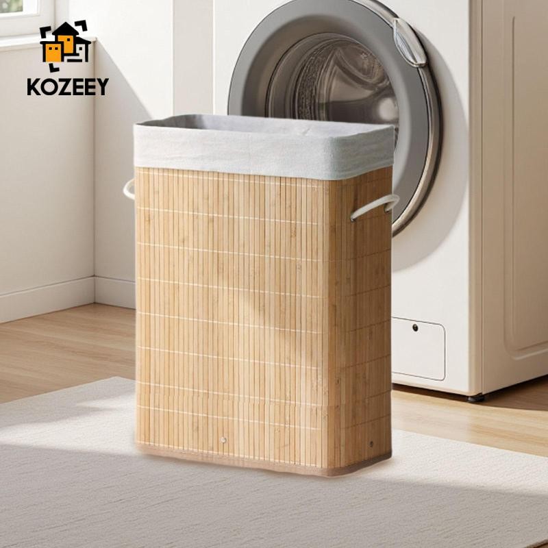 KOZEEY Bamboo Laundry Storage Basket Laundry Bin for Playroom Closet ...