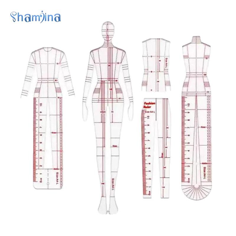 [Shamjina] Clothing Design Drawing Template Ruler 4 Models Template for ...