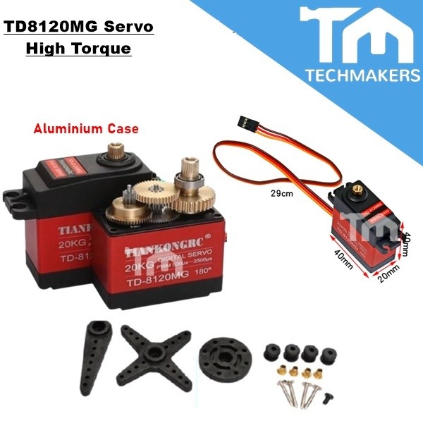 TD8120MG 20kg / 25kg/ 30kg/ 35kg High Torque Metal Shell Digital Servo Motor Techmakers