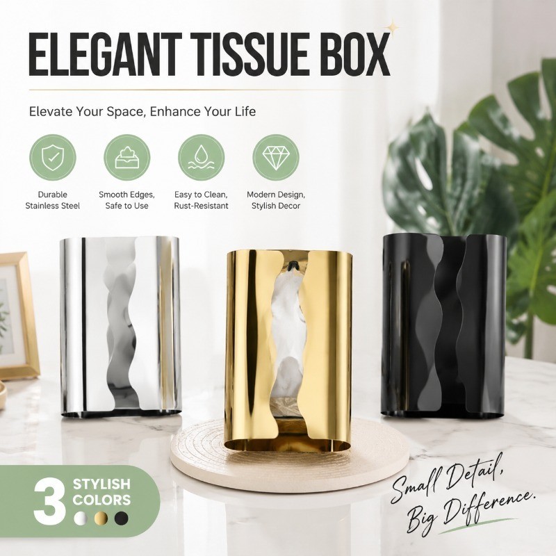 Stainless Steel Tissue Box Holder, Luxury Desktop Tissue Organizer for ...
