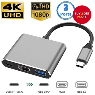 USB Port to HDMI Adapter Type C HUB OTG 3-IN-1 4K HDMI Support for Laptops Tablet