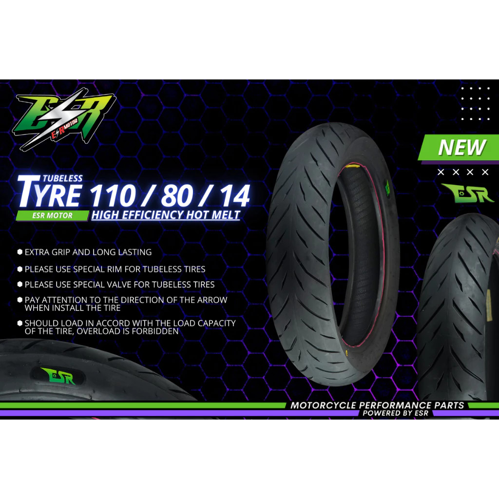 ESR MOTOR RACING YOSUN YS103 YS110 TUBELESS TAYAR HIGH EFFICIENCY HOT ...