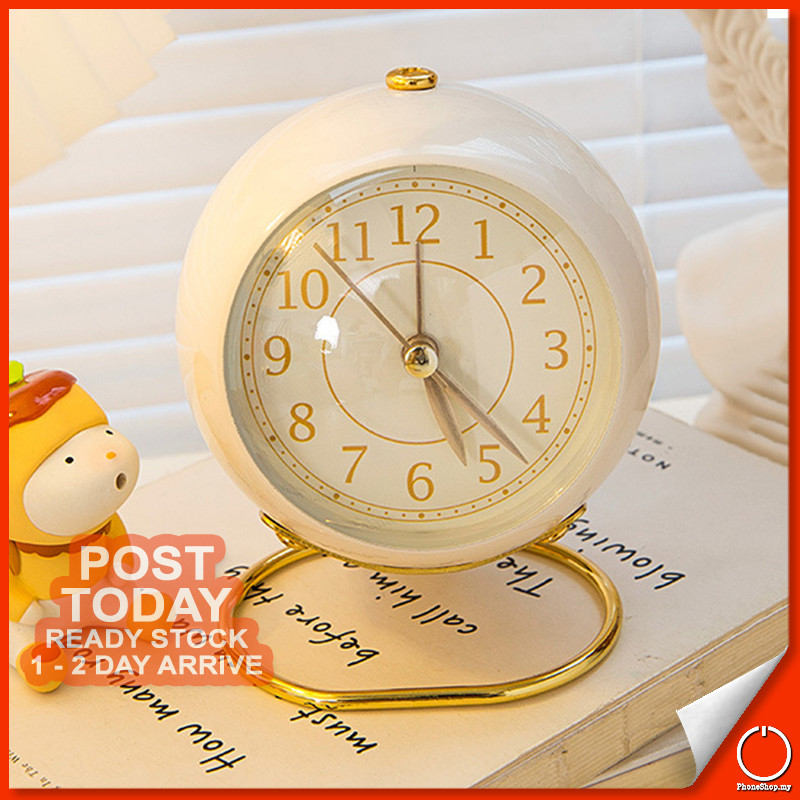 𝐄𝐀𝐒𝐘 𝐖𝐀𝐊𝐄 Retro Mini Alarm Clock Bedroom Beside Backlight Desktop Alarm ...