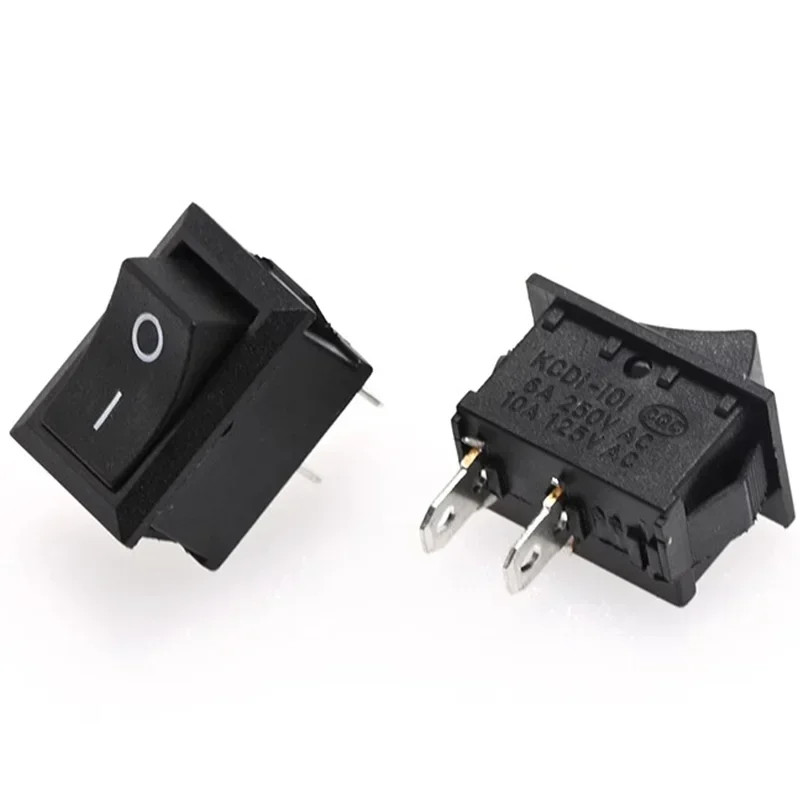 Black Snap-in Rocker Switch 2 Pin Power Switches SPST Boat-Shape Push ...