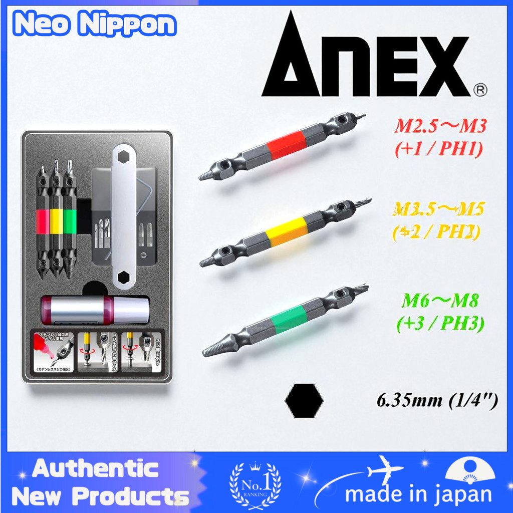ANEX Stripped Screw Extractor Bit Set for DIY and Deconstruction (M2.5 ...