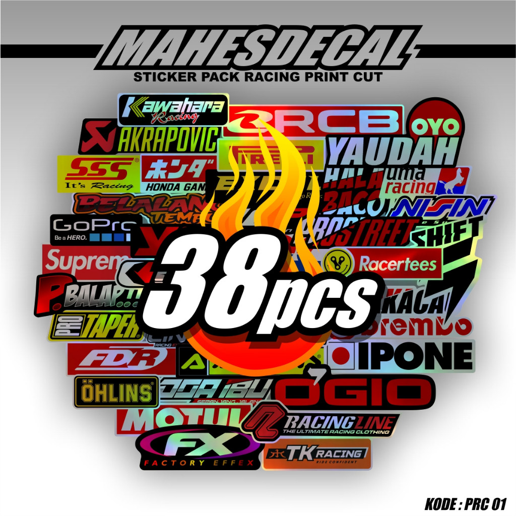 HP Contents 38 Sheets of Hologram Racing Stickers, Sticker pack ...