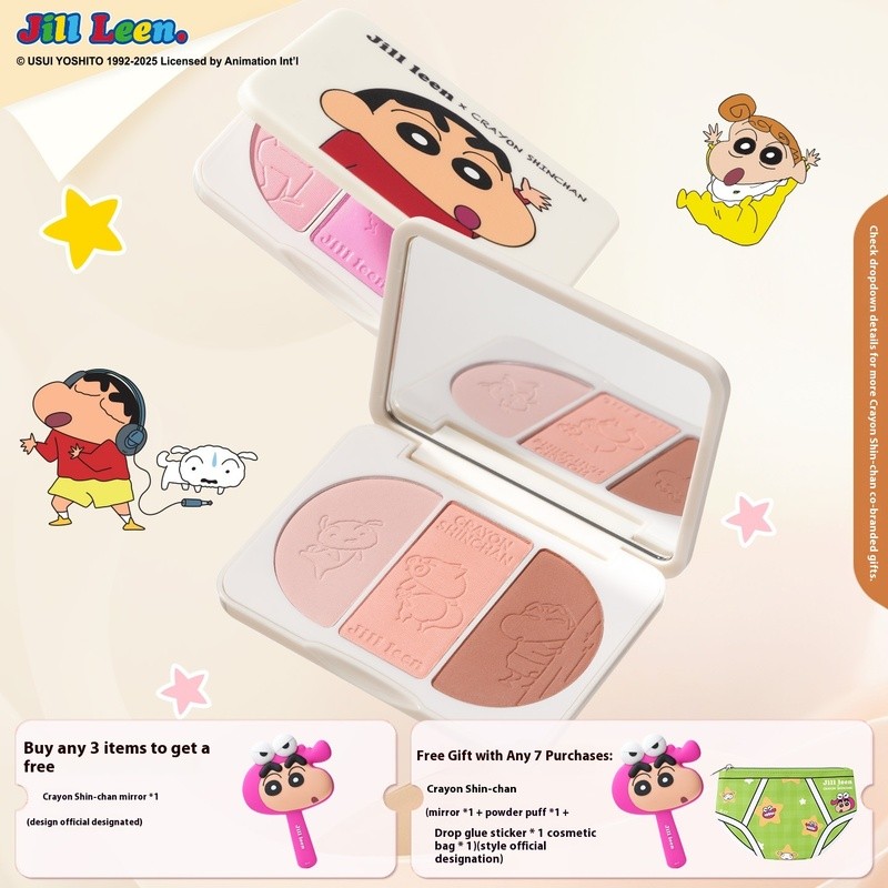 JILL LEEN Crayon Shin-Chan Three-Color Blush Palette Matte High Gloss ...