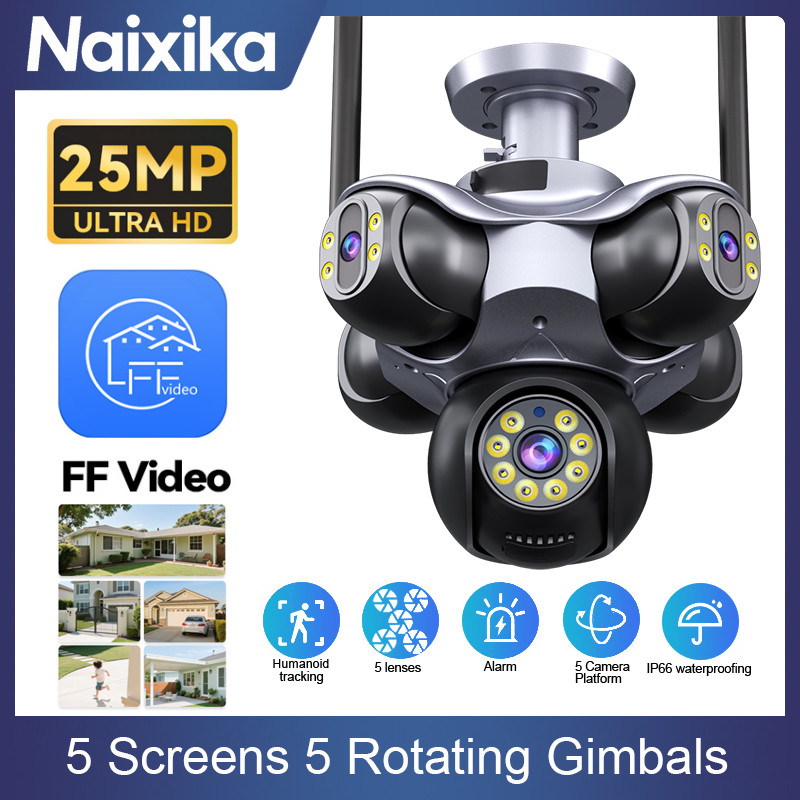 Outdoor Security Camera HD 25MP WIFI IP Camera 5 Lens 5 Screen 5 PTZ ...