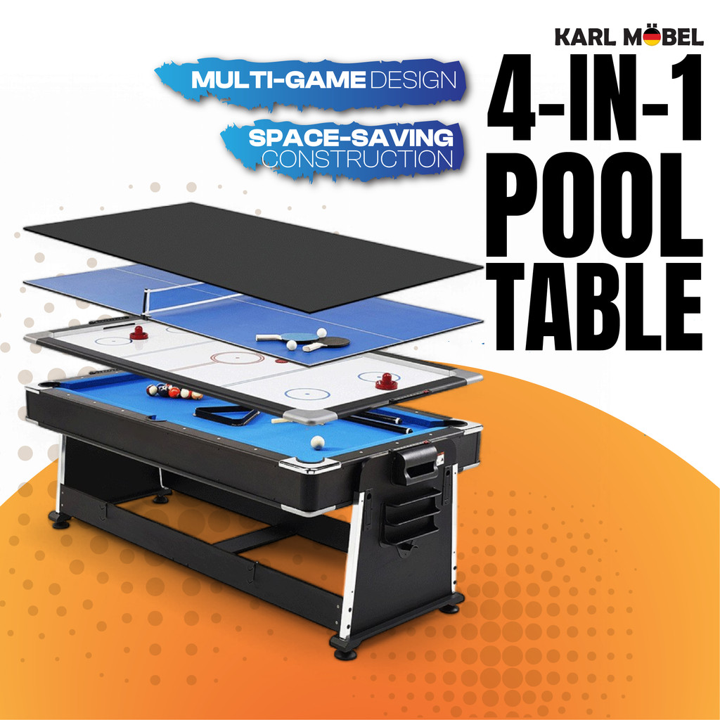 Pool Table 4 in 1 Meja Pool American Snooker billiard set air hockey ...