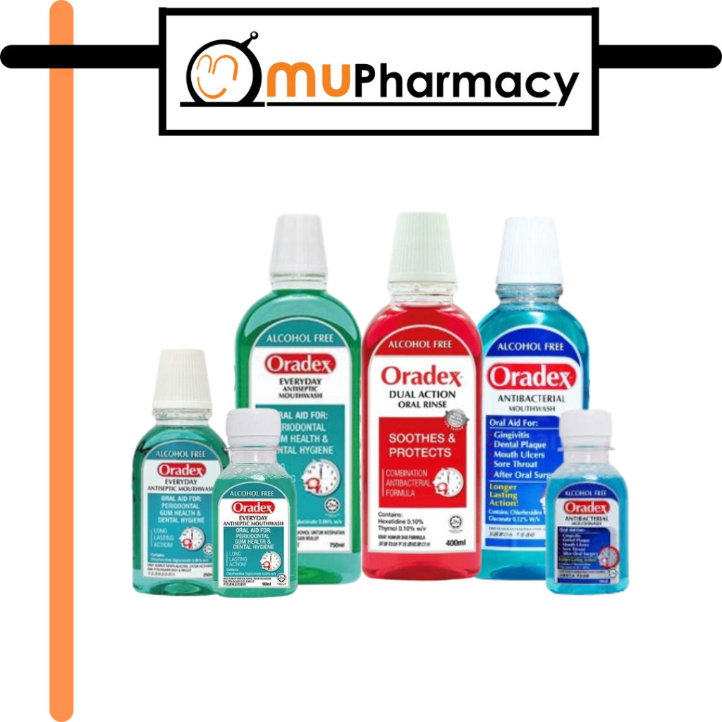 Oradex Mouthwash (Everyday/Antibacterial/Dual Action) 90ML/250ML/750ML ...