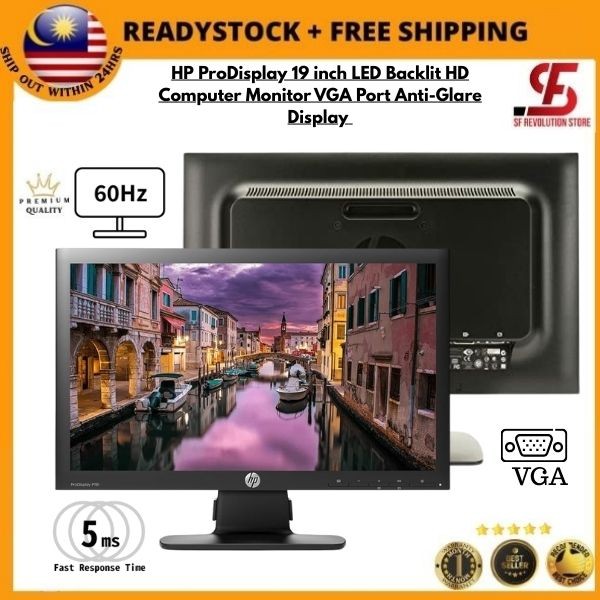 HP ProDisplay 19 inch LED Backlit HD Computer Monitor VGA Port Anti ...