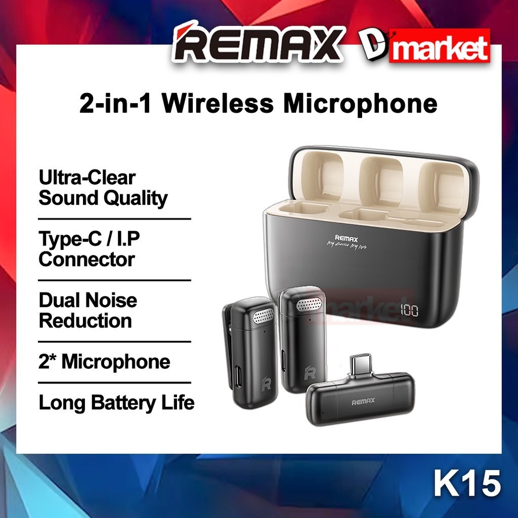 Remax K15 Wireless Microphone Livestream Ultra Clear Sound Noise ...