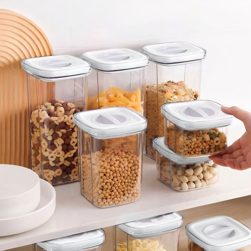 Stackable Food Storage Container Airtight Transparent Twist Lock Jar ...
