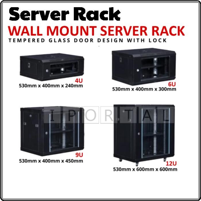 4U 6U 9U 12U 19 Inch Network Cabinet Wall Mount Server Rack 530mm ...