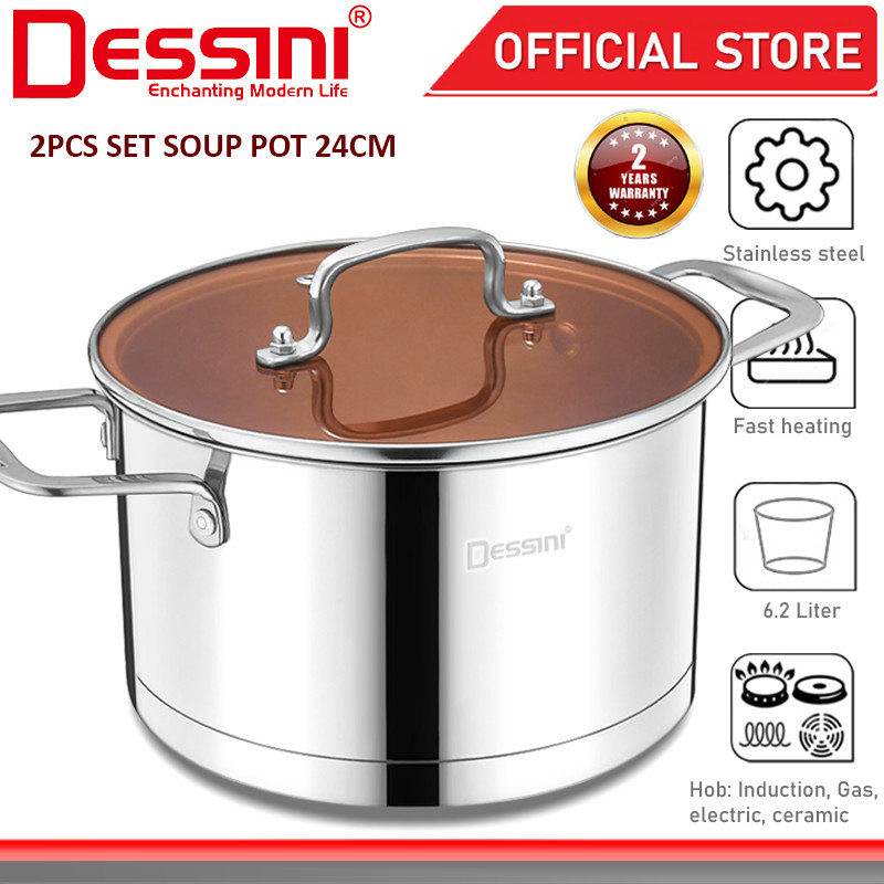 DESSINI ITALY LSB-24 Stainless Steel Casserole Induction Non-stick ...