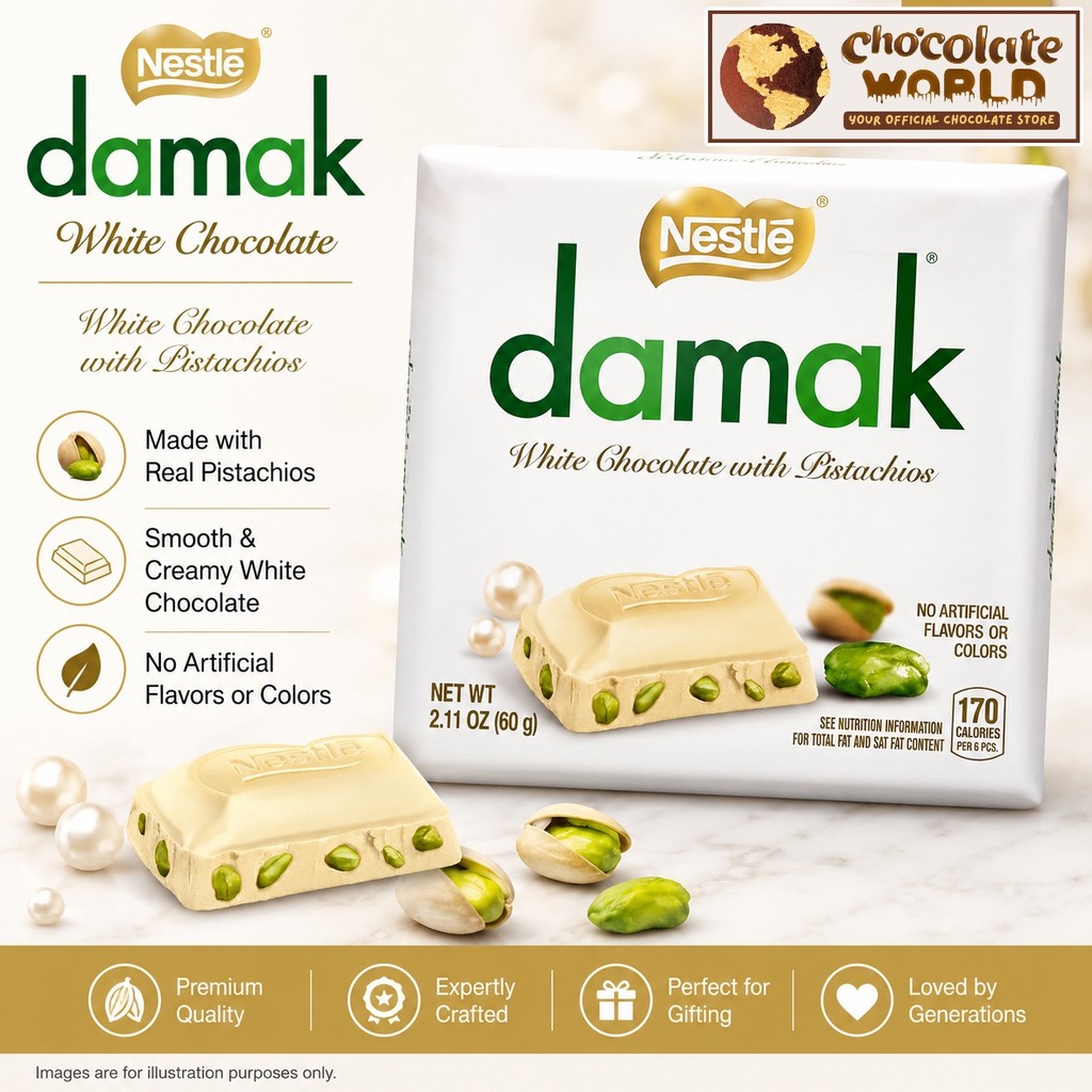 Nestle Damak Pistachio White Chocolate Square 60g | Shopee Malaysia