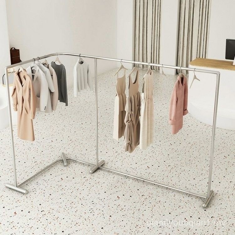 Clothing Store L-Shaped Arc Hanger Stainless Steel Display Rack ...