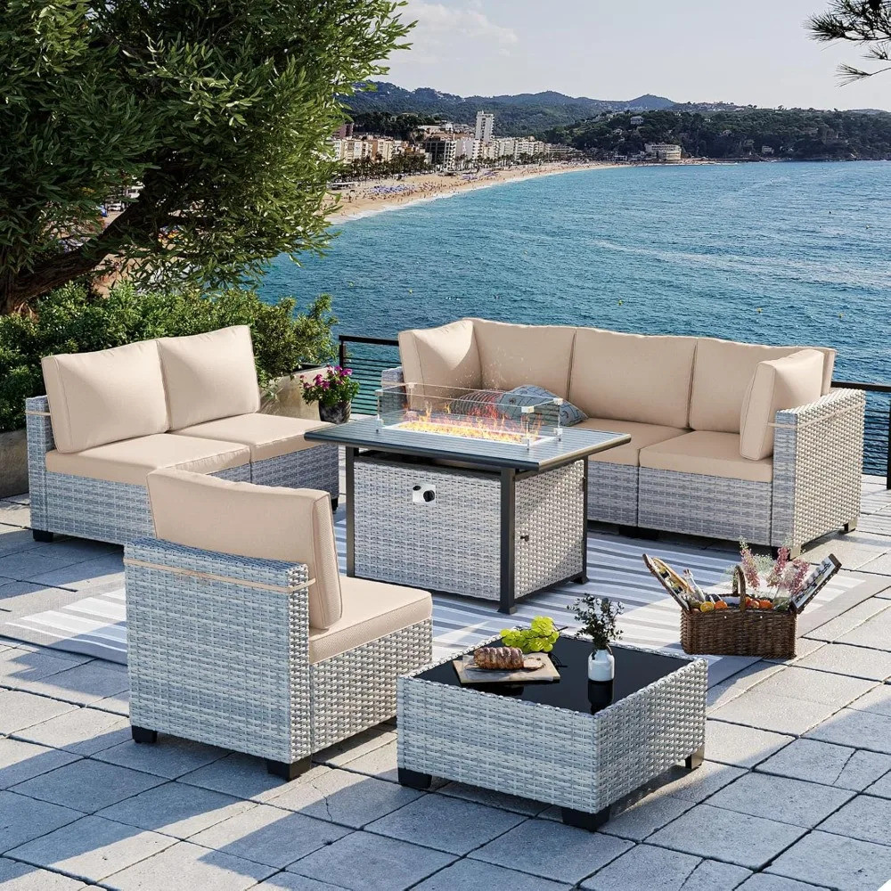 Set Perabot Patio 8 keping, Perabot Patio Luaran Dengan Meja Api 55,000 ...