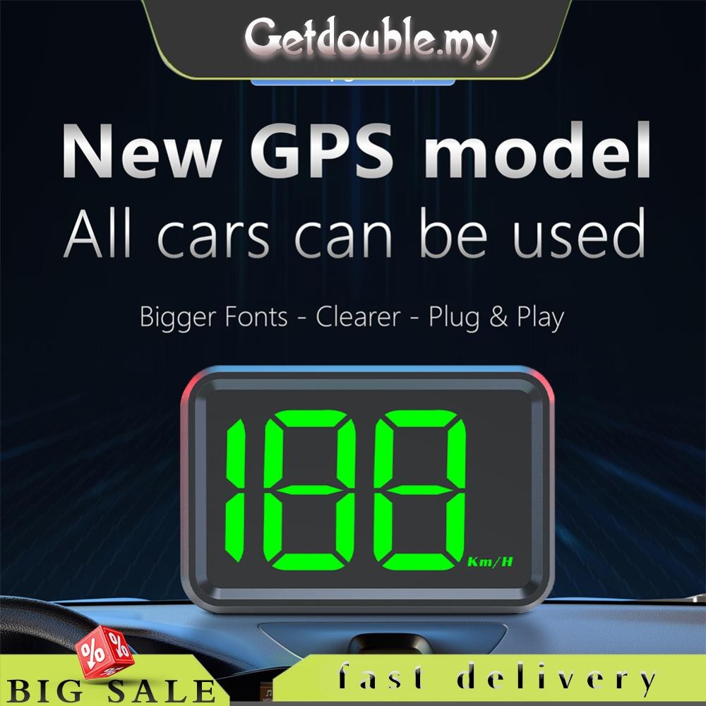 [Getdouble.my] GPS KMH MPH HUD Head Up Display Speed Meter Big Font ...