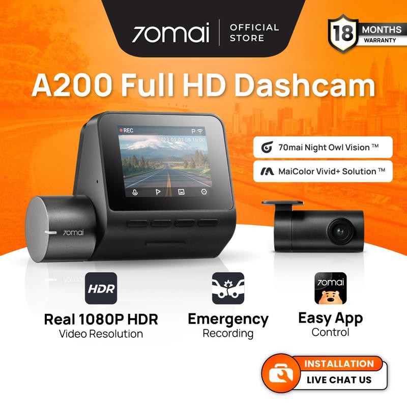 [ShopTab Exclusive] 70mai Dashcam A200 Dual Channel 1080P Full HD+ HDR ...