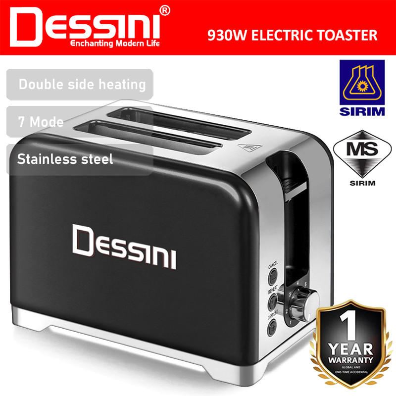 DESSINI ITALY 2 Slide Double Sided Electric Bread Toaster Sandwich ...