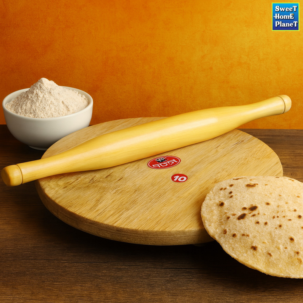 Wooden Roti Roller Belan Chapati Puri Roller Rolling Pin Dough Maker ...