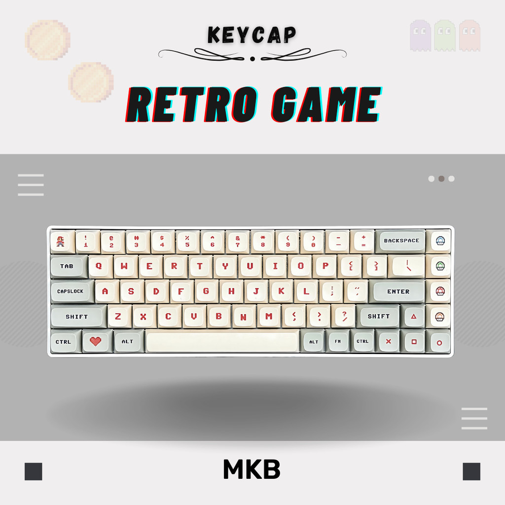 MKB Retro Game Pixel Gaming PBT XDA Profile Keycap Set for Mechanical ...