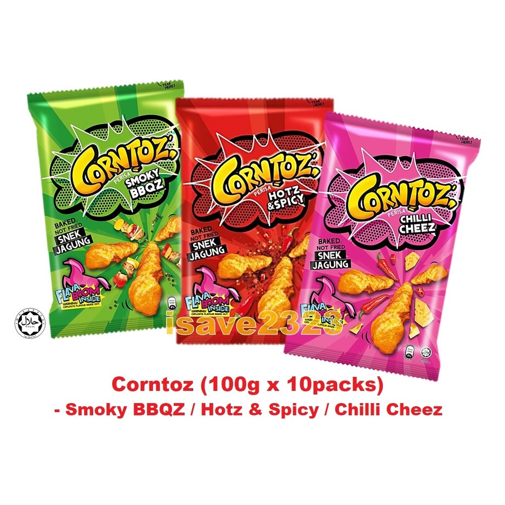 [HALAL] Corntoz (100g x 10 Packs) - Chili Cheez / Hot & Spicy / Smoky ...
