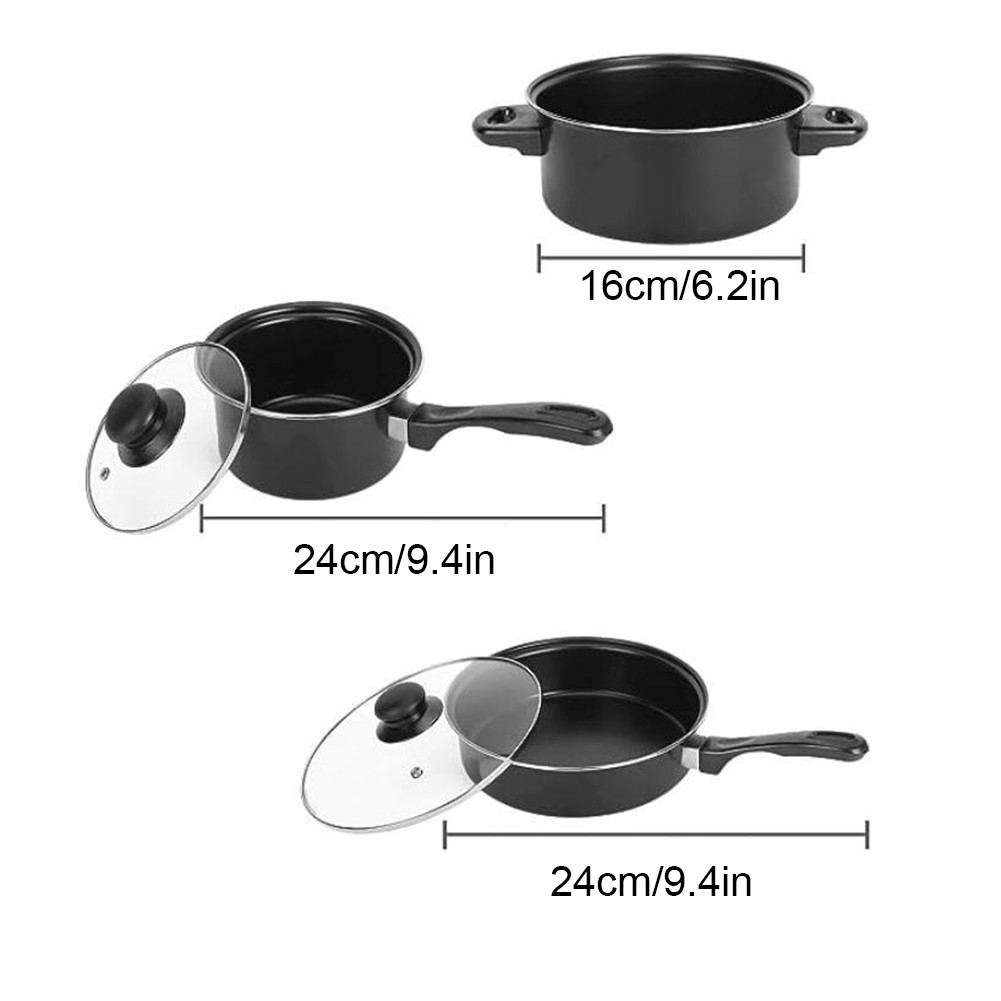 12-Piece Non-Stick Cookware Set Deep Frying Pan with Lid Milk Pot ...