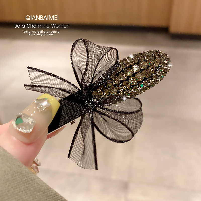 黑色蝴蝶镶钻发卡 (1对) | Black Butterfly Crystal Hair Clip (1 Pair) | Klip ...