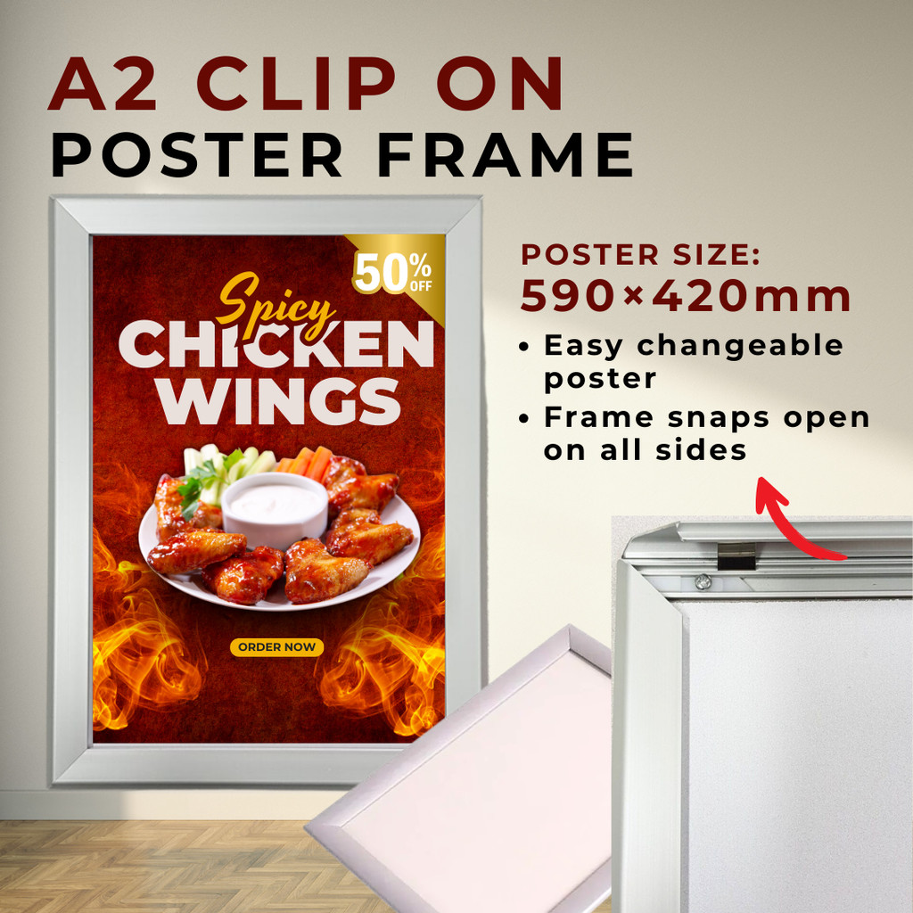 A2 Aluminium snap frame poster frame easy open display frame notice ...