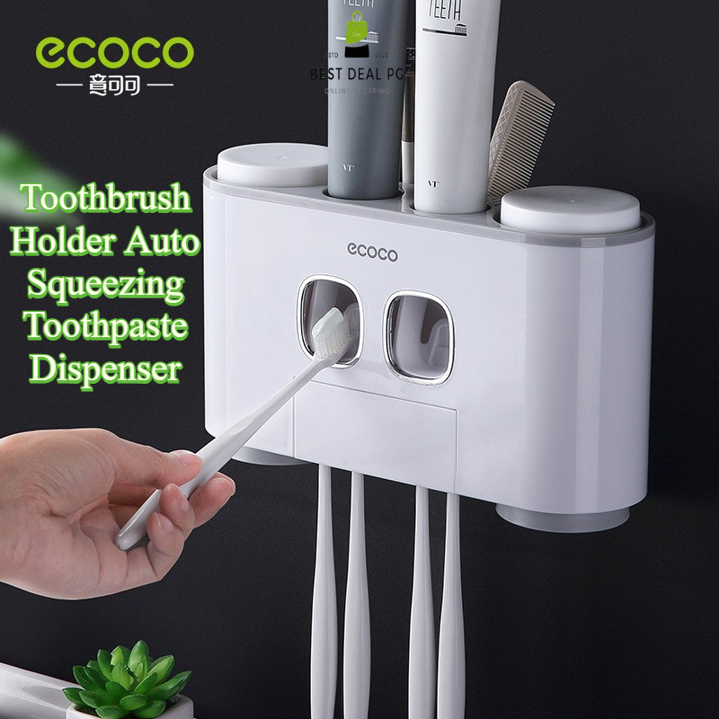 BestDeal ECOCO Toothbrush Holder Auto Squeezing Toothpaste Dispenser ...