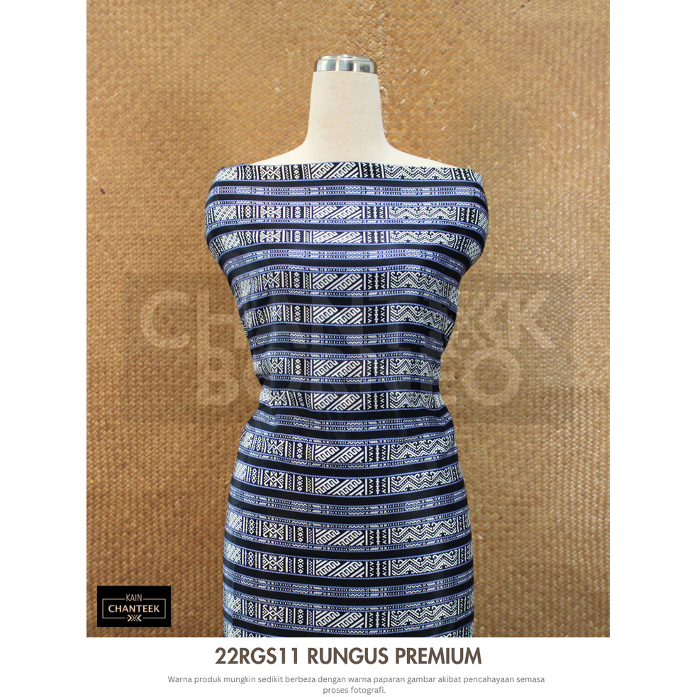 22RGS11 | Kain Ela Satin Premium Corak Rungus Sabah – Blue (Bidang 44 ...