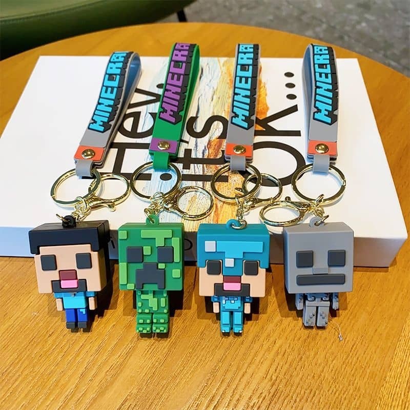 Gantungan Kunci Pixel Block Keychain Minecraft Soft Rubber Cartoon Game ...