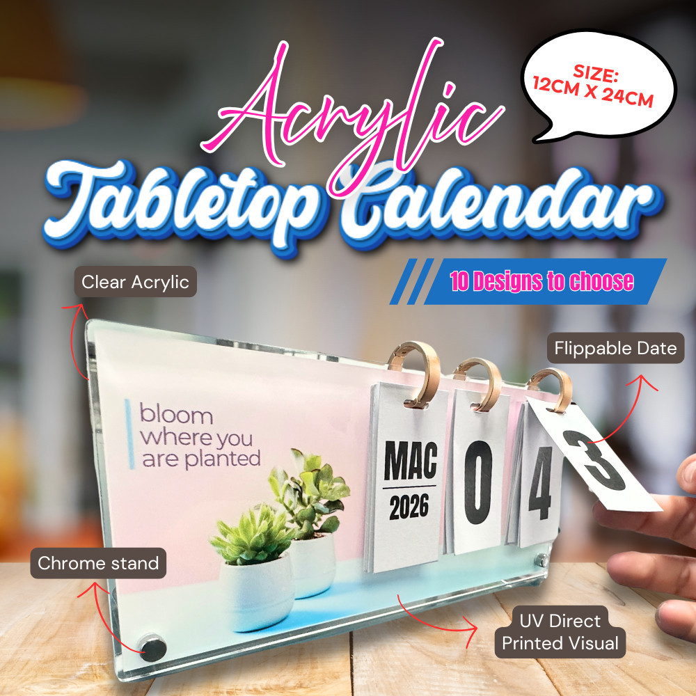 2026 Premium acrylic table top calendar with flippable date ...