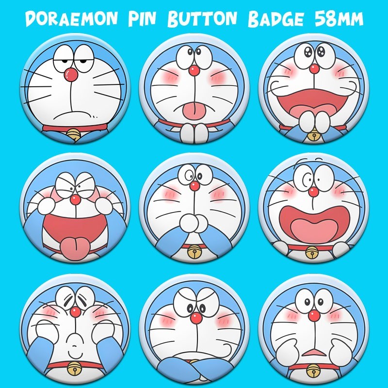 Doraemon Funny Face Emotion Pin Button Badge 58mm | Shopee Malaysia