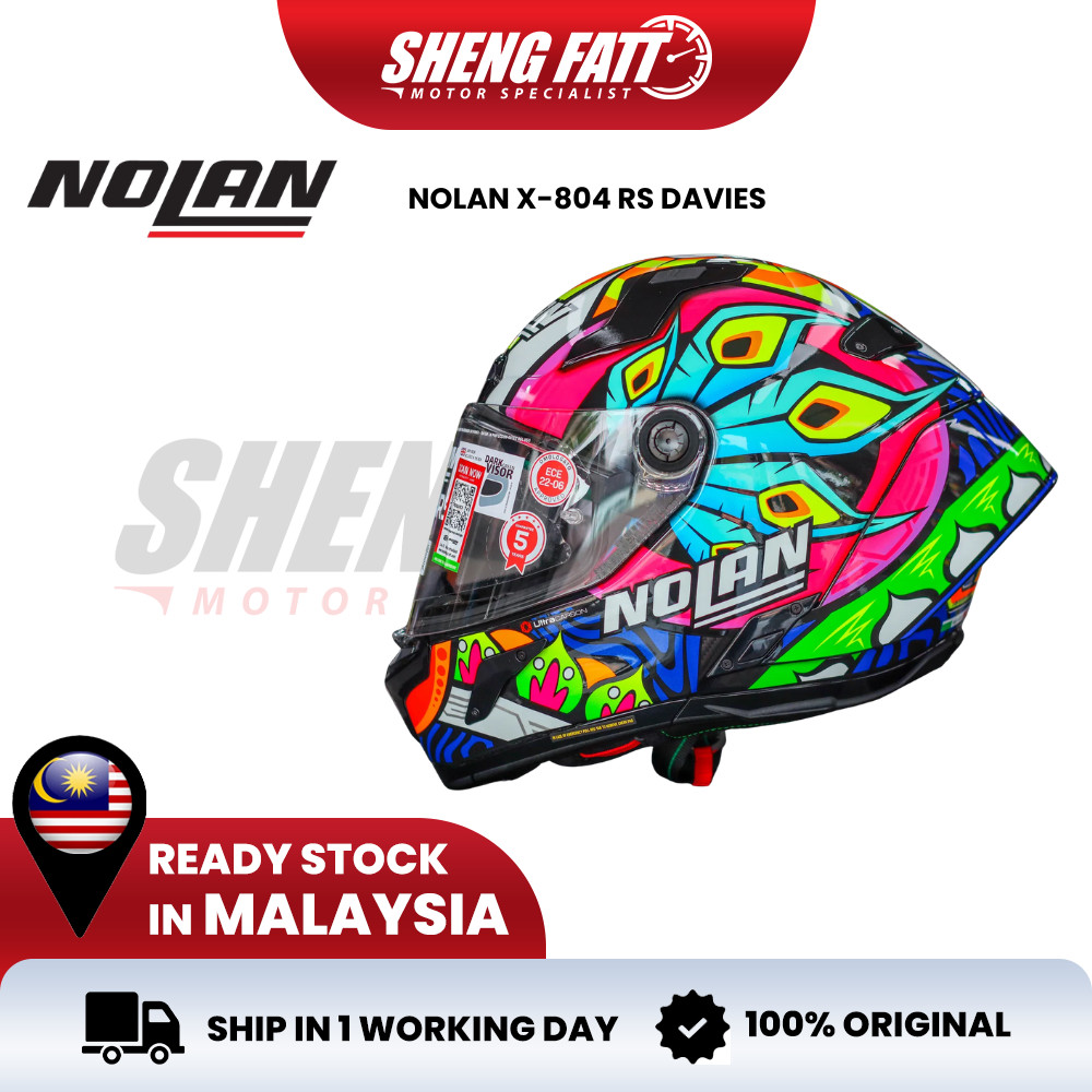 harga helmet nolan di malaysia NOLAN X-804 RS DAVIES (027) Full Face Carbon Helmet Motor Topi Keledar  Keselamatan Full Face Original Superbike SIRIM