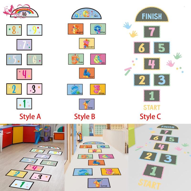 Abbraccia Number Hopscotch Game Floor Stickers, Grid Floor Stickers for ...
