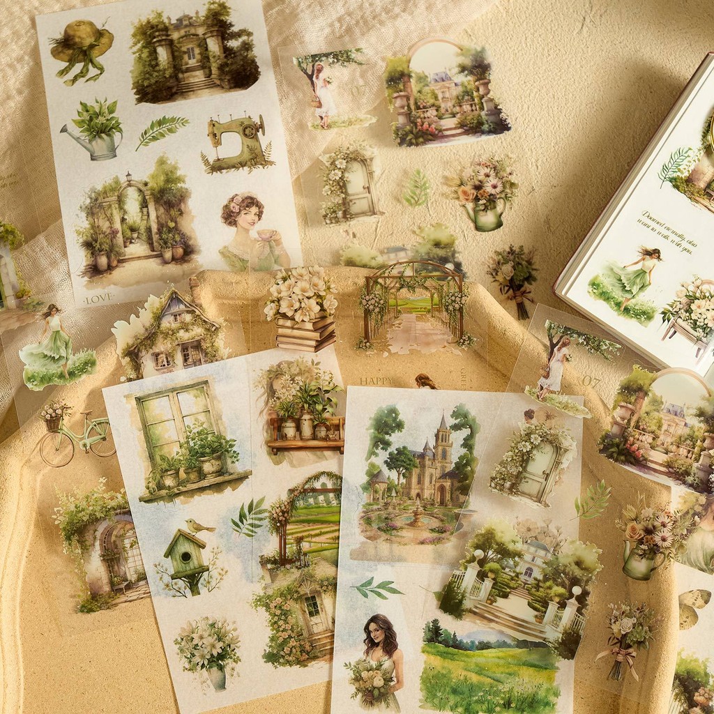 Journamm 10sheets Vintage Girls PET Stickers and Washi Paper Stickers ...
