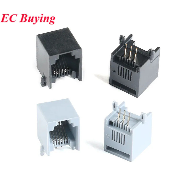 10Pcs/5pcs RJ11 6P6C RJ12 PCB Mount Telephone Modular Network Connector ...